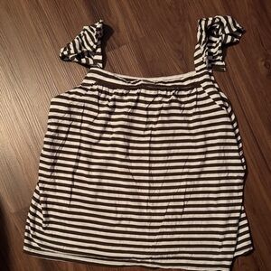 Michael Kors olive green and White Striped Blouse